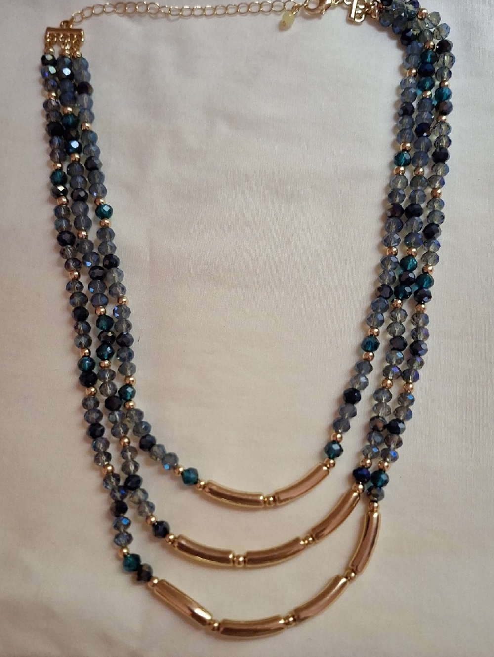 Avon Shimmer & Shine Layered Necklace-Blue/Gold